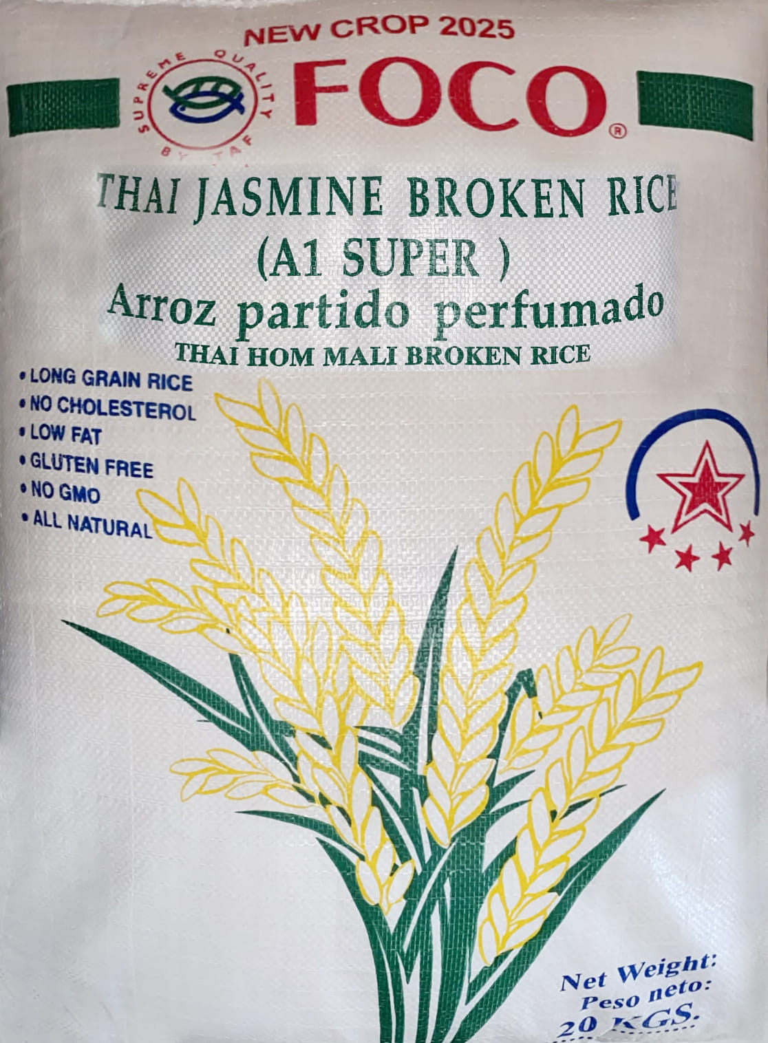 ARROZ FOCO A1 SUPER 2 CORTES 20KG